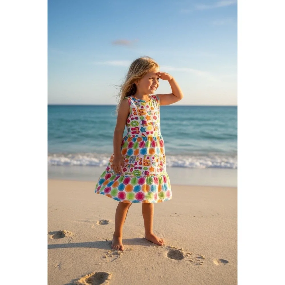 Beach Dress Girls Nannette Kids Size 6 Vacation Bright Colors Beachy‎ Flip Flops